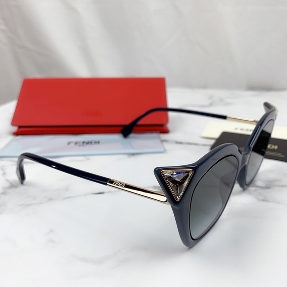 Authentic Fendi FF 0357GS Grey Cat Eye Sunglasses - Picture 1 of 11
